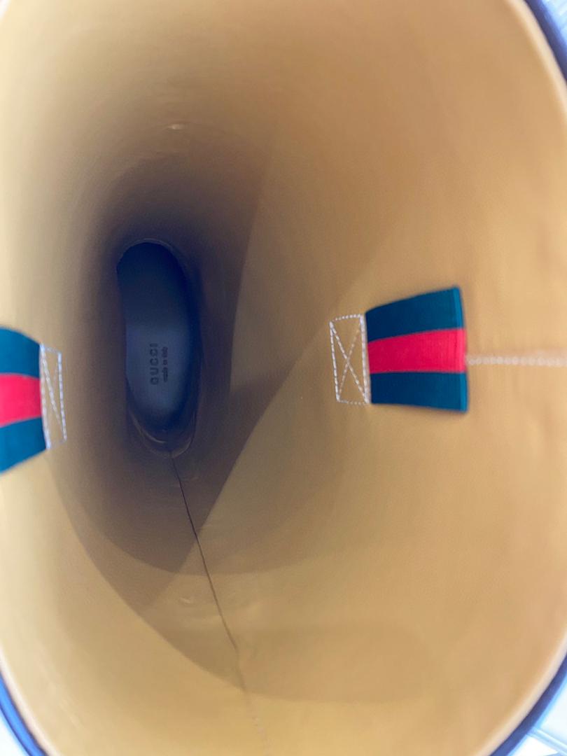 Beige & brown knee-high boot