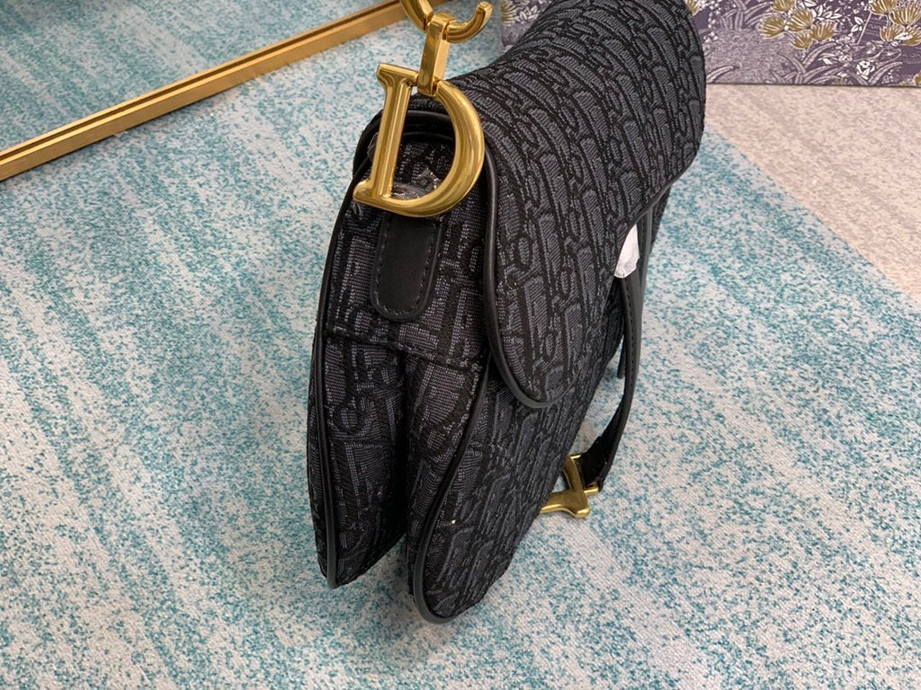 Black DS oblique canvas bag