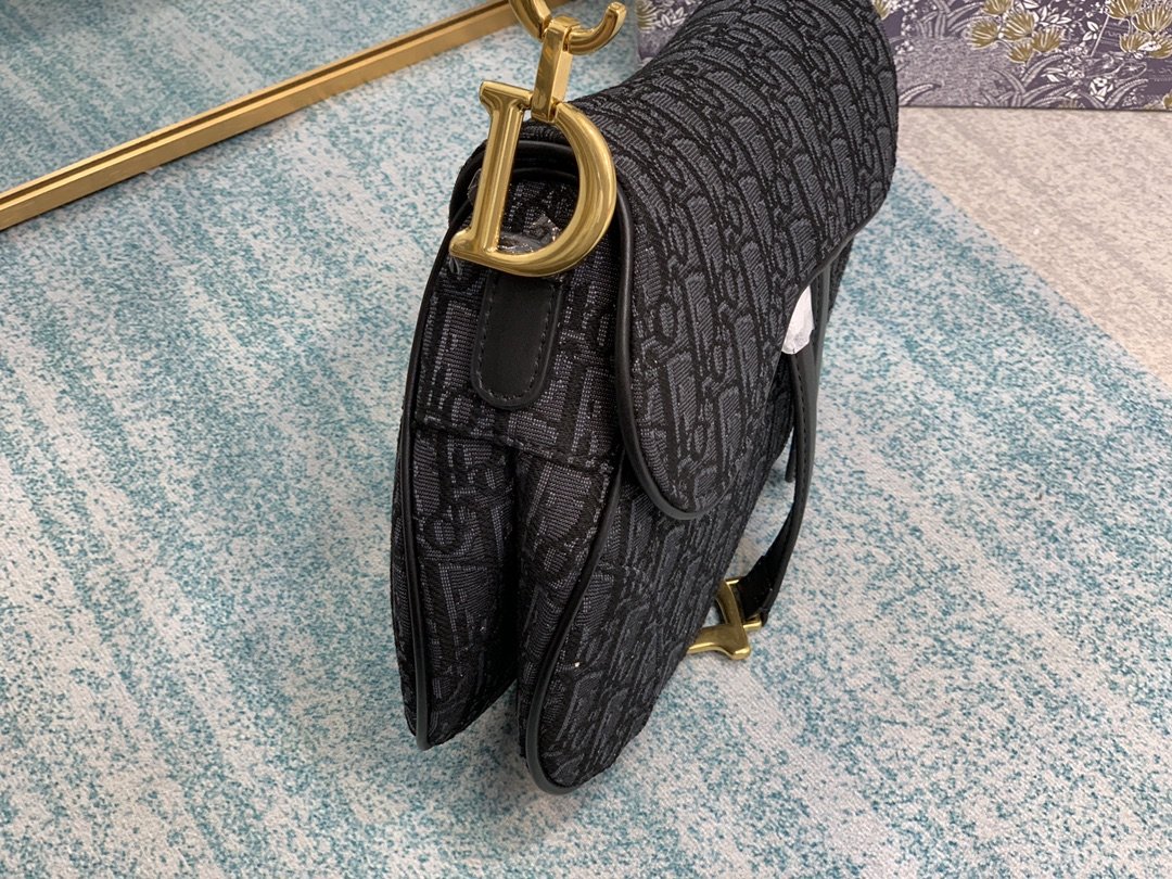 Black DS oblique canvas bag