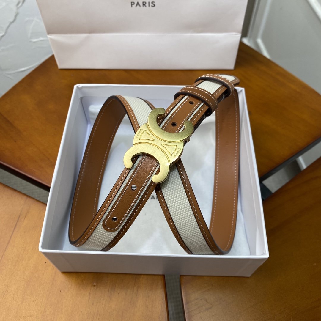 Beige medium triomphe belt