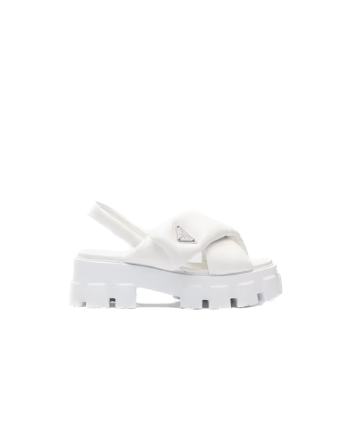 White P monolith padded leather sandals
