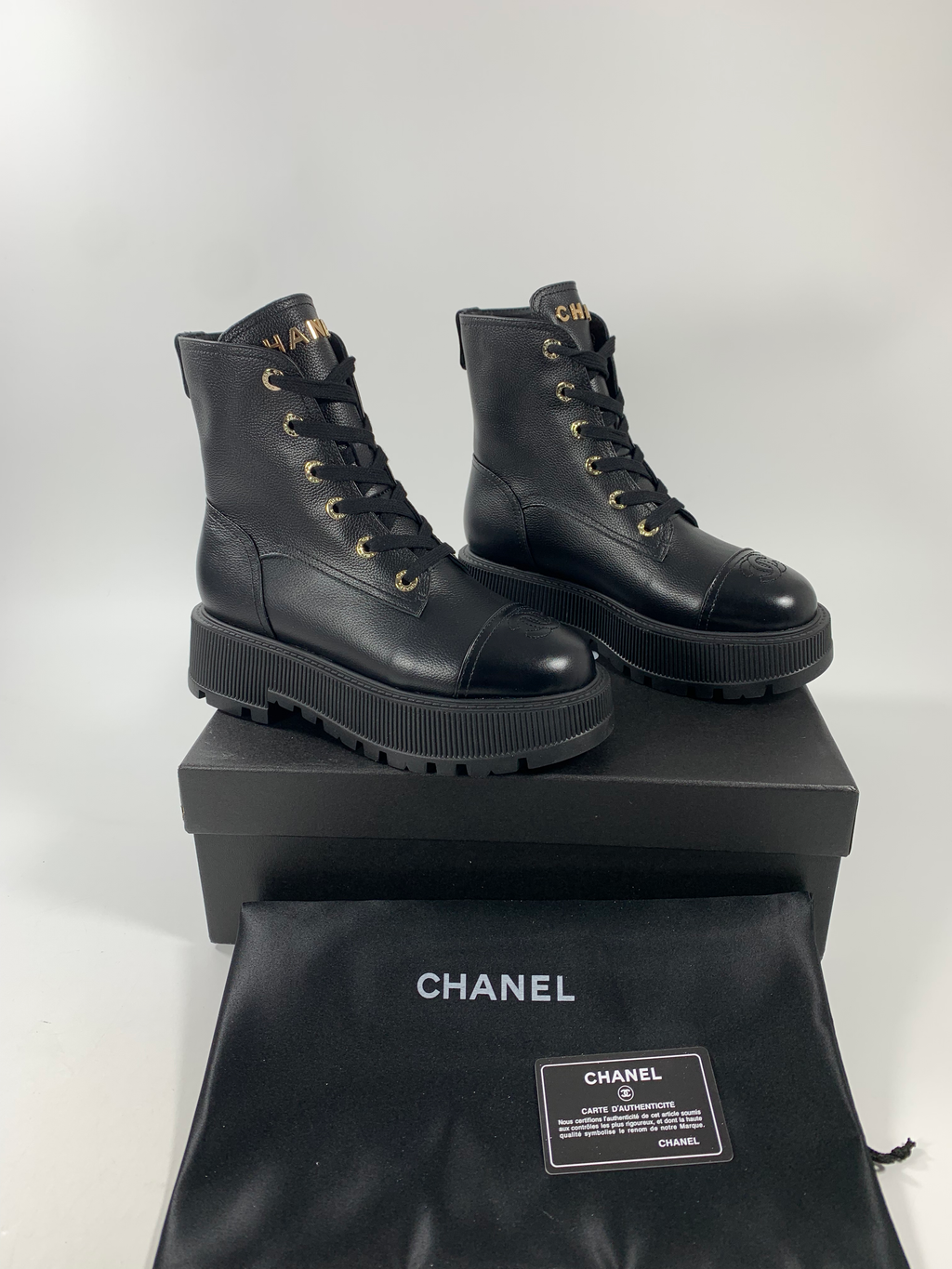 Black C Leather Ankle Boots