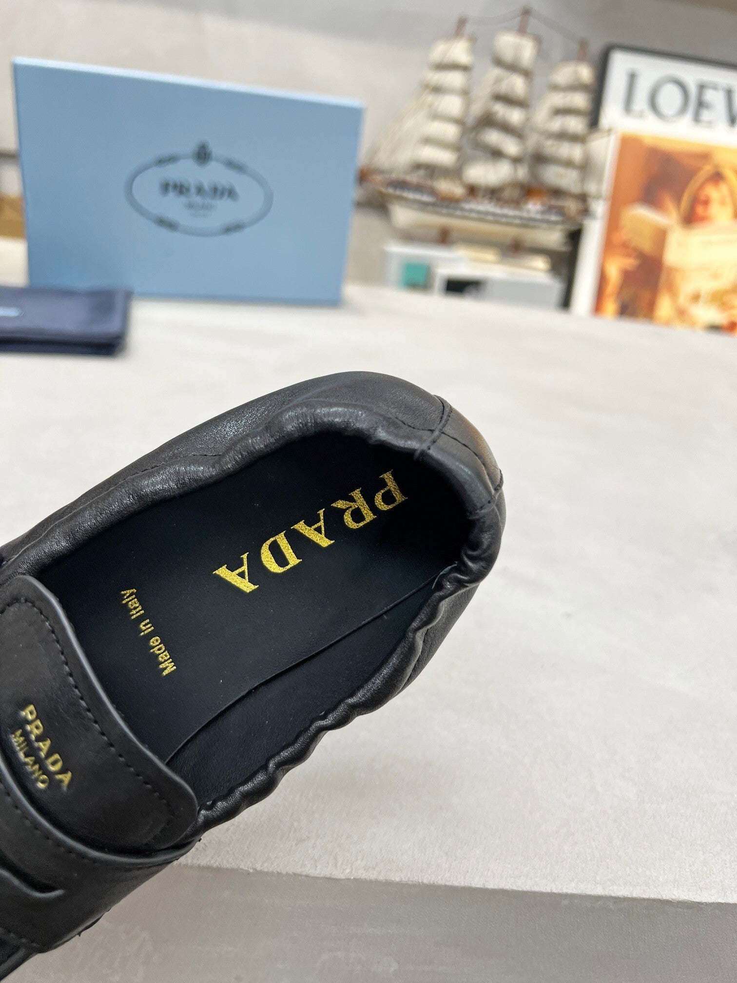 Women's Black Shuffle Antiqued Leather Loafers