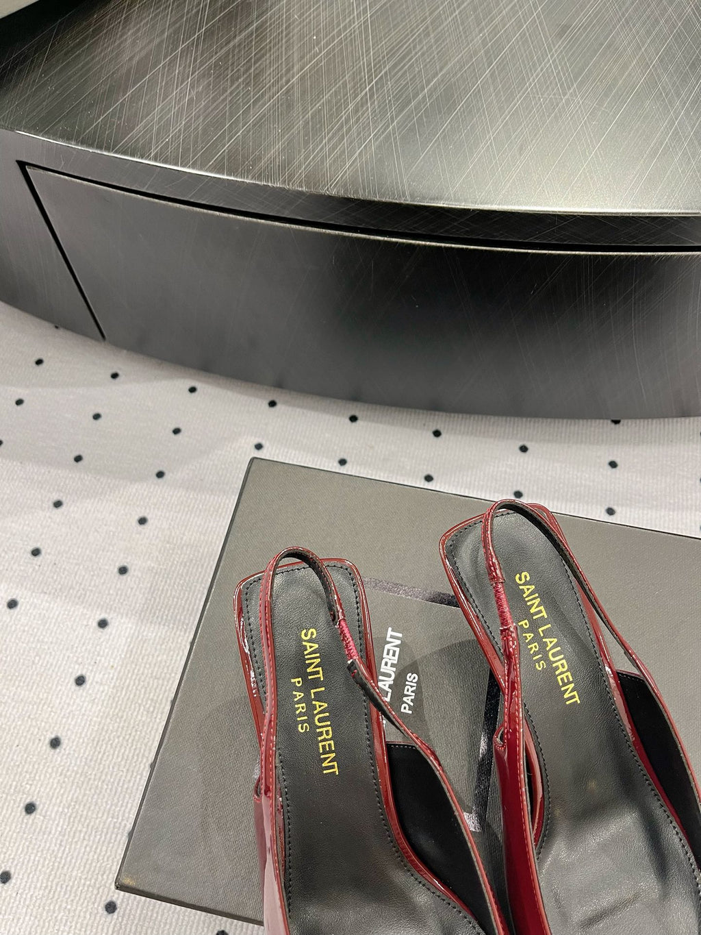 Deep Bordeaux YC Slingback Pumps In Patent Leathe