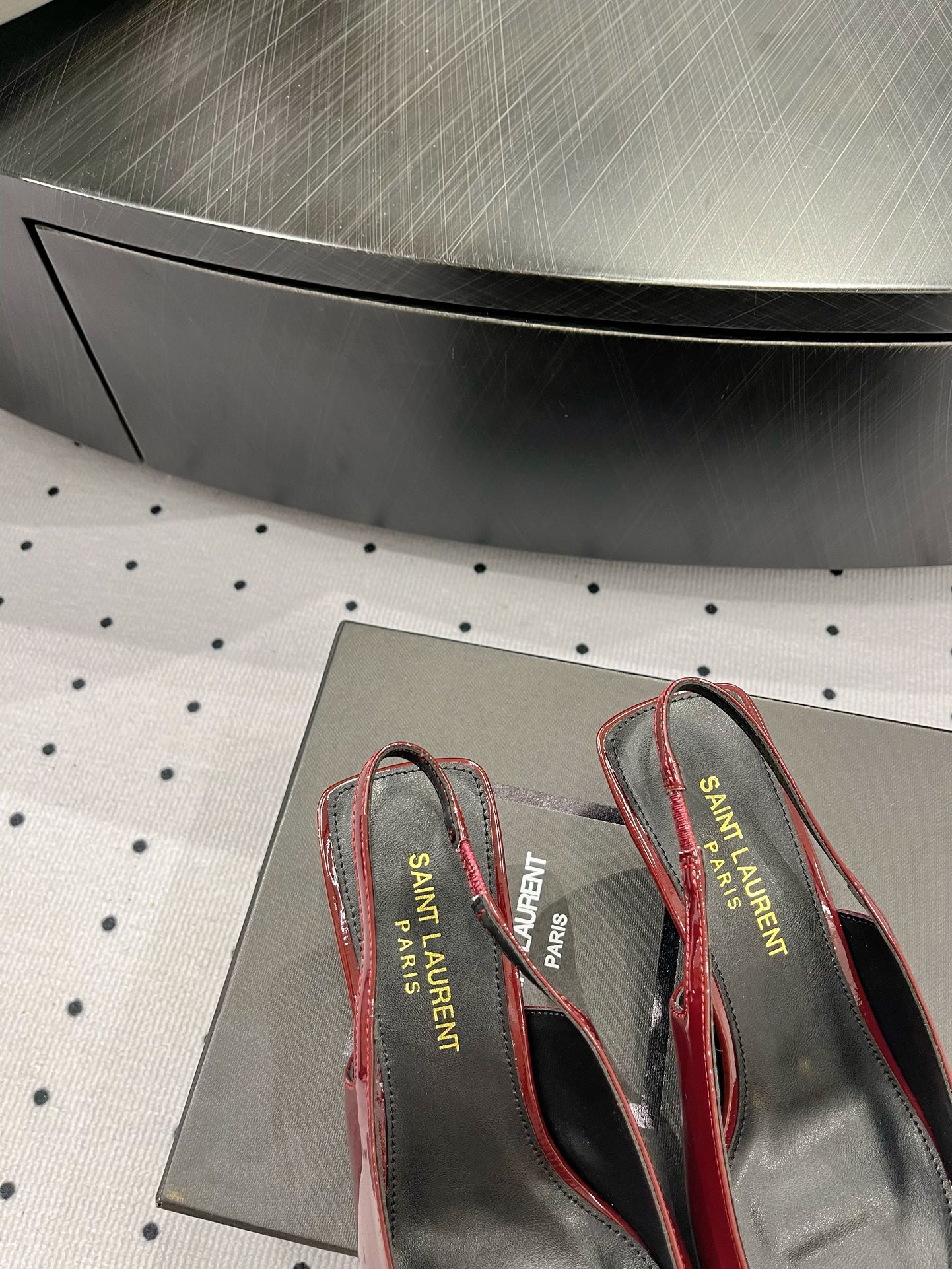 Deep Bordeaux YC Slingback Pumps In Patent Leathe