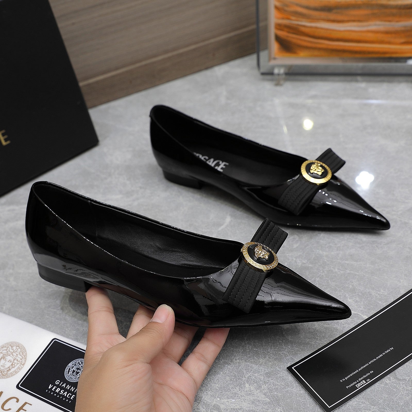 Black VG Ribbon Flats