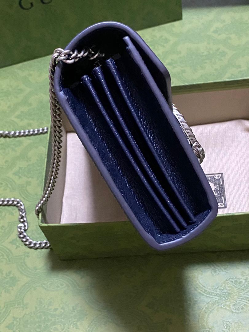 Beige & blue DG supreme chain wallet