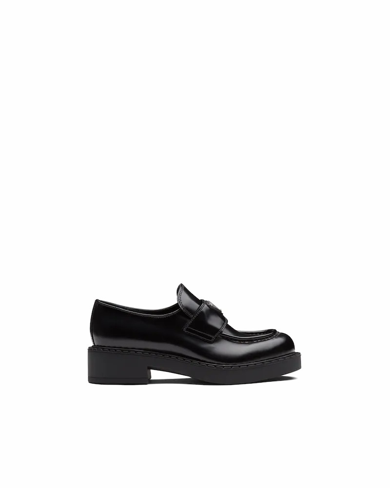 Black brushed leather loafers