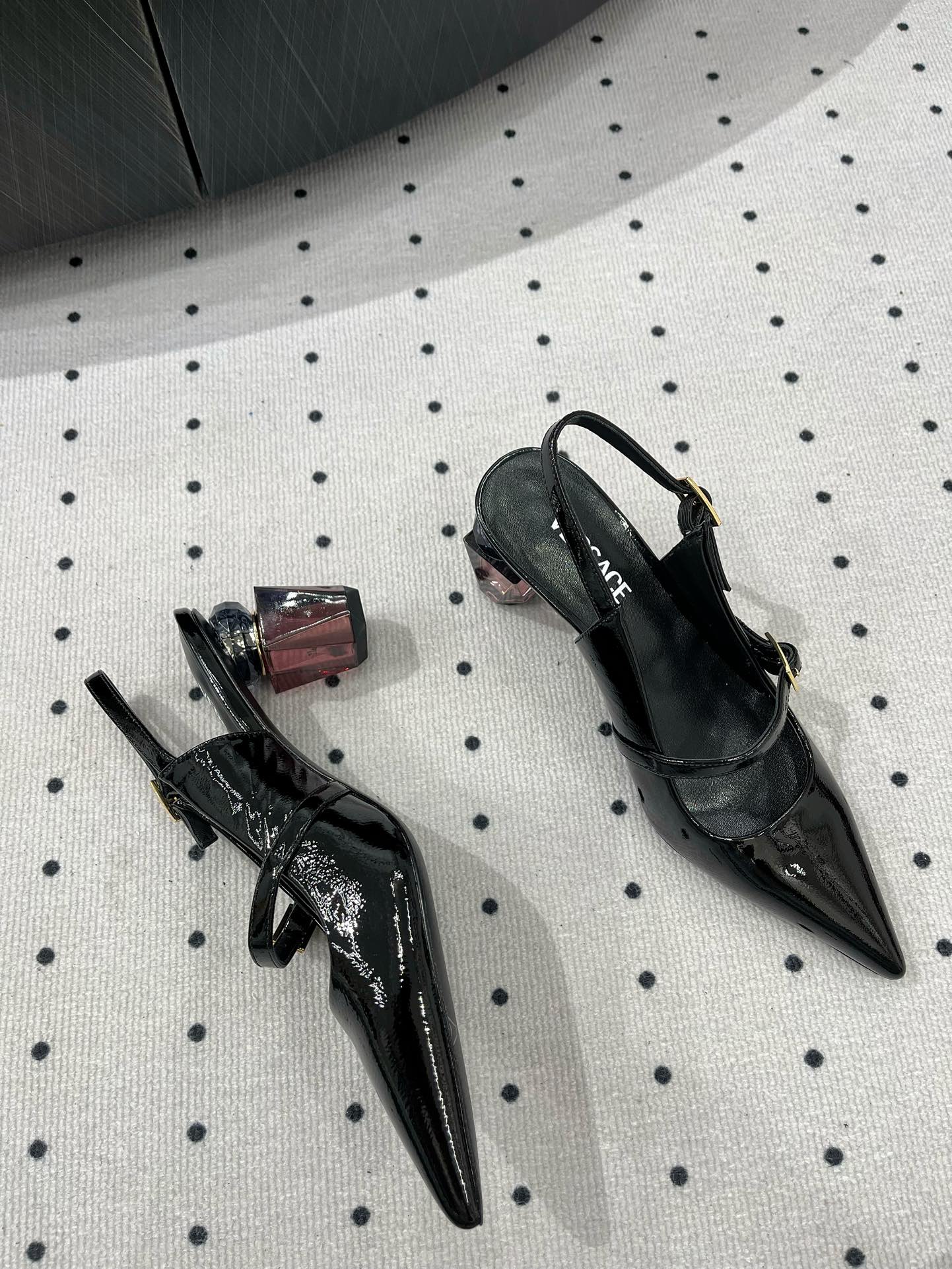 Black Bright Crystal Pumps