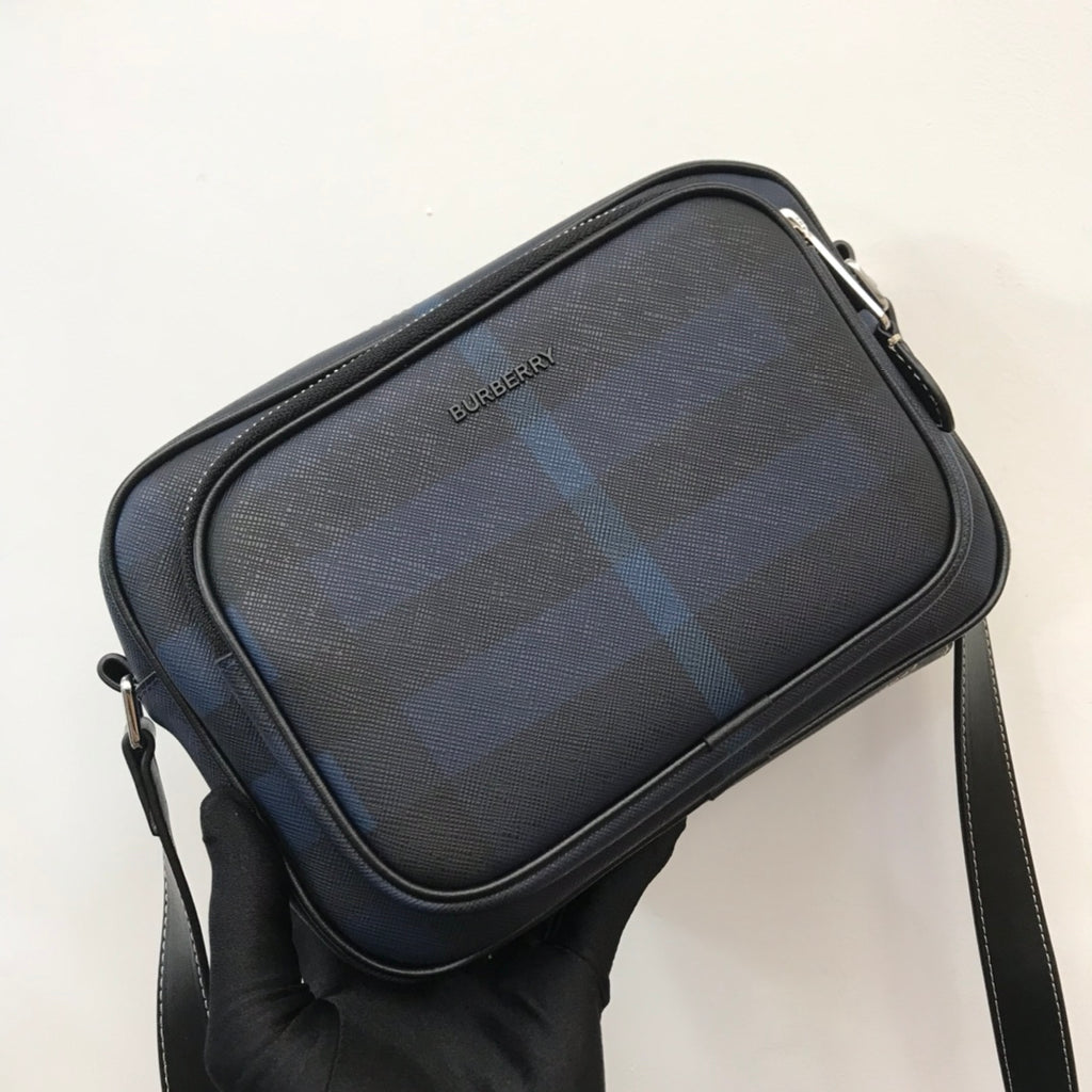 Navy Blue Exaggerated Check BP Bag