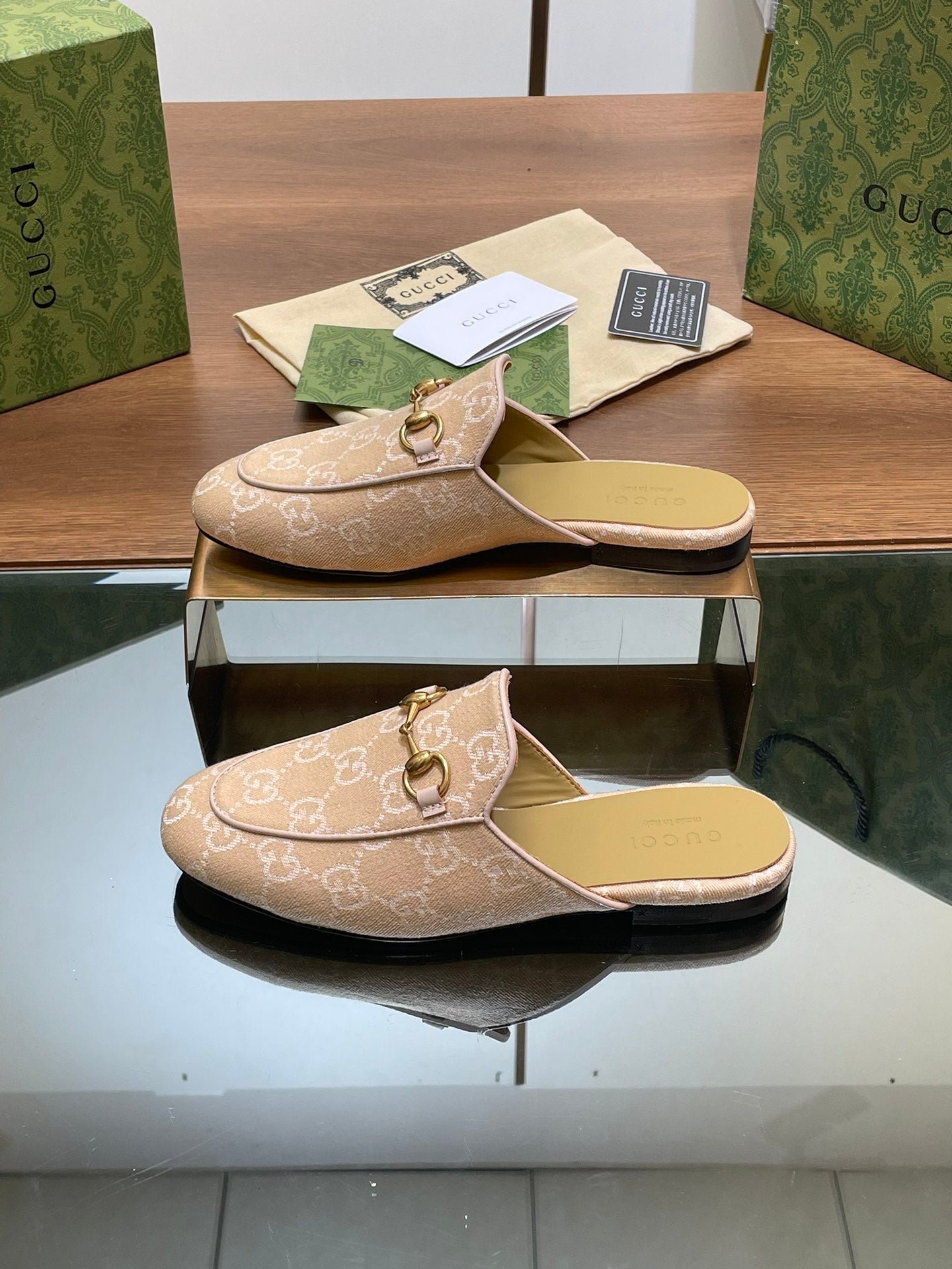 Yellow GG Denim GJ Princetown Slipper