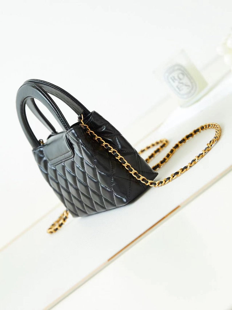 Black Shiny Mini Shopping Bag