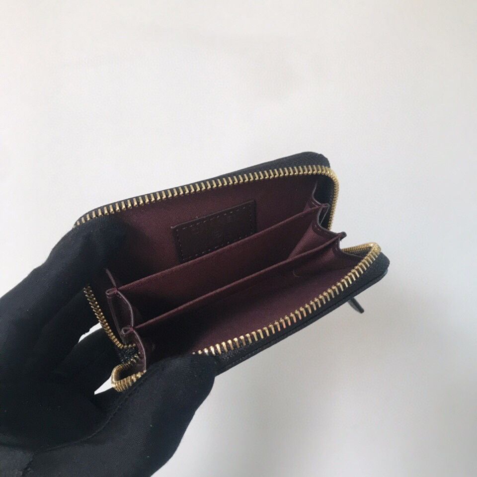 Black C mini zip wallet