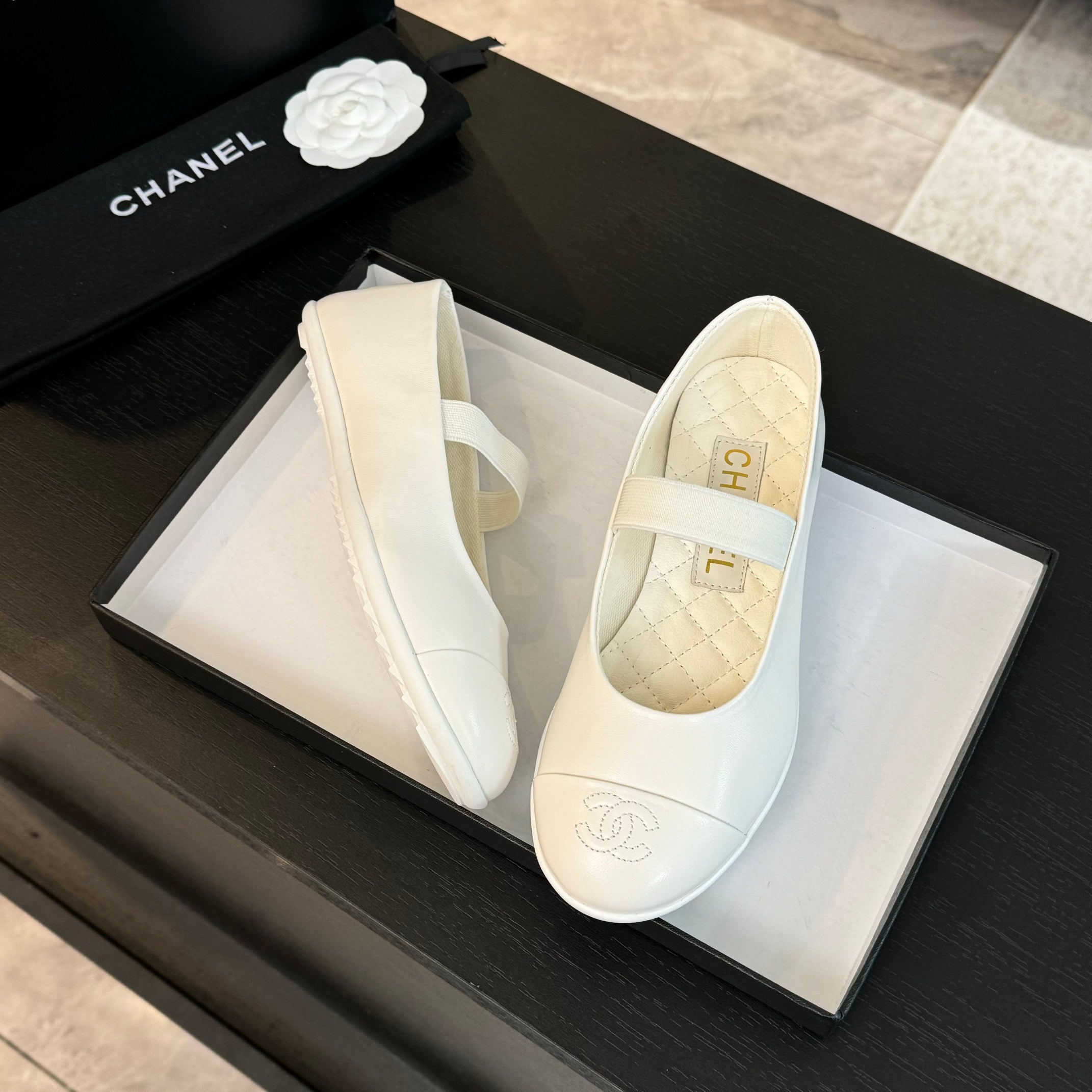 White MJ Ballerinas
