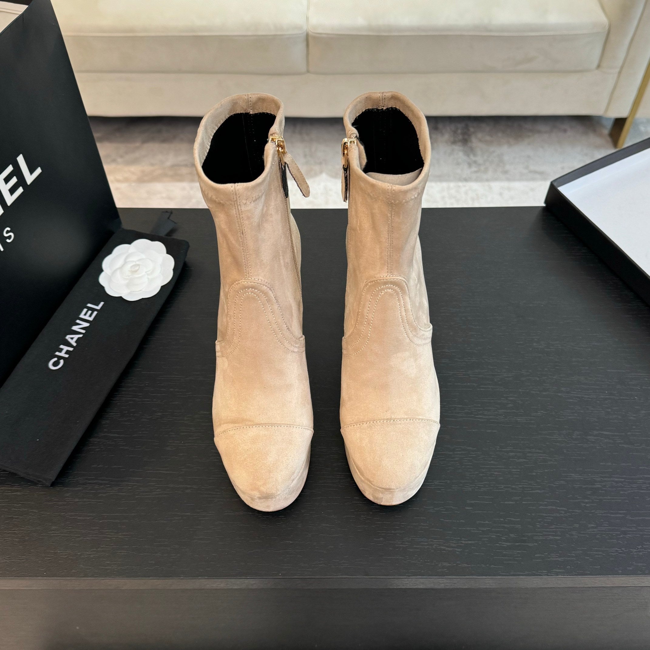 Beige Short Boots