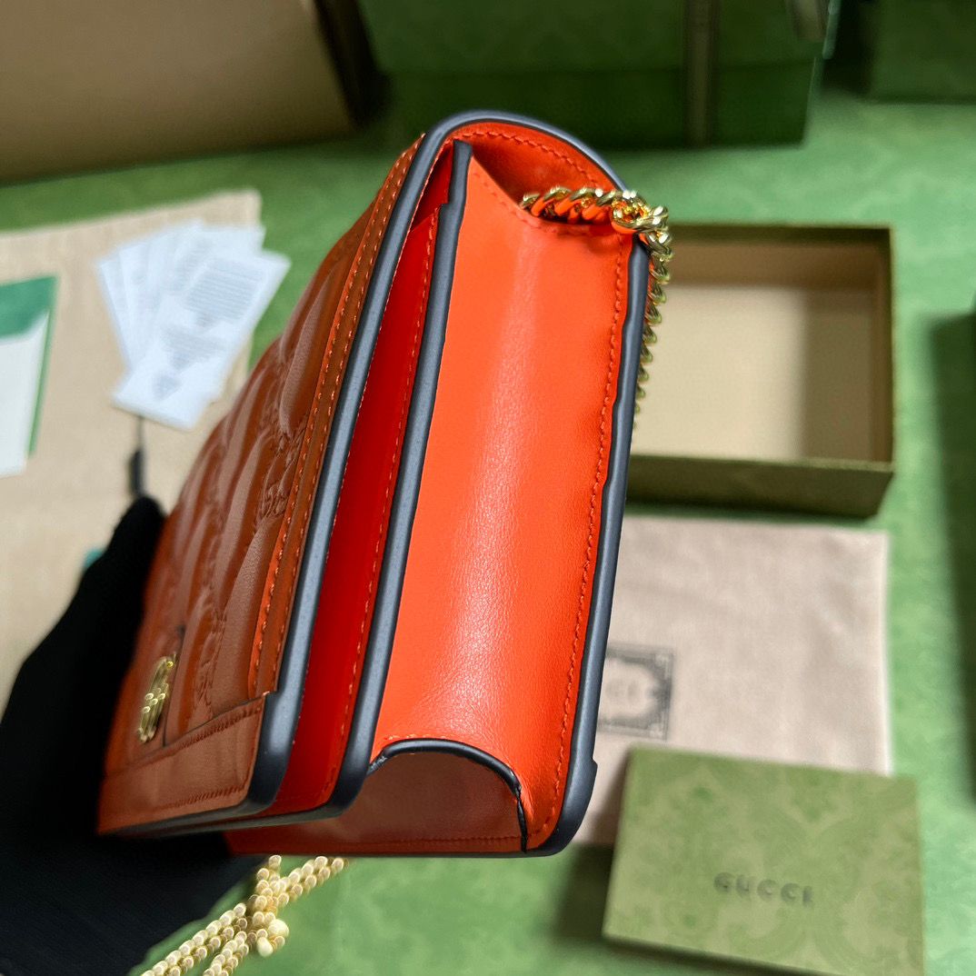Orange GG Matelassé Chain Wallet