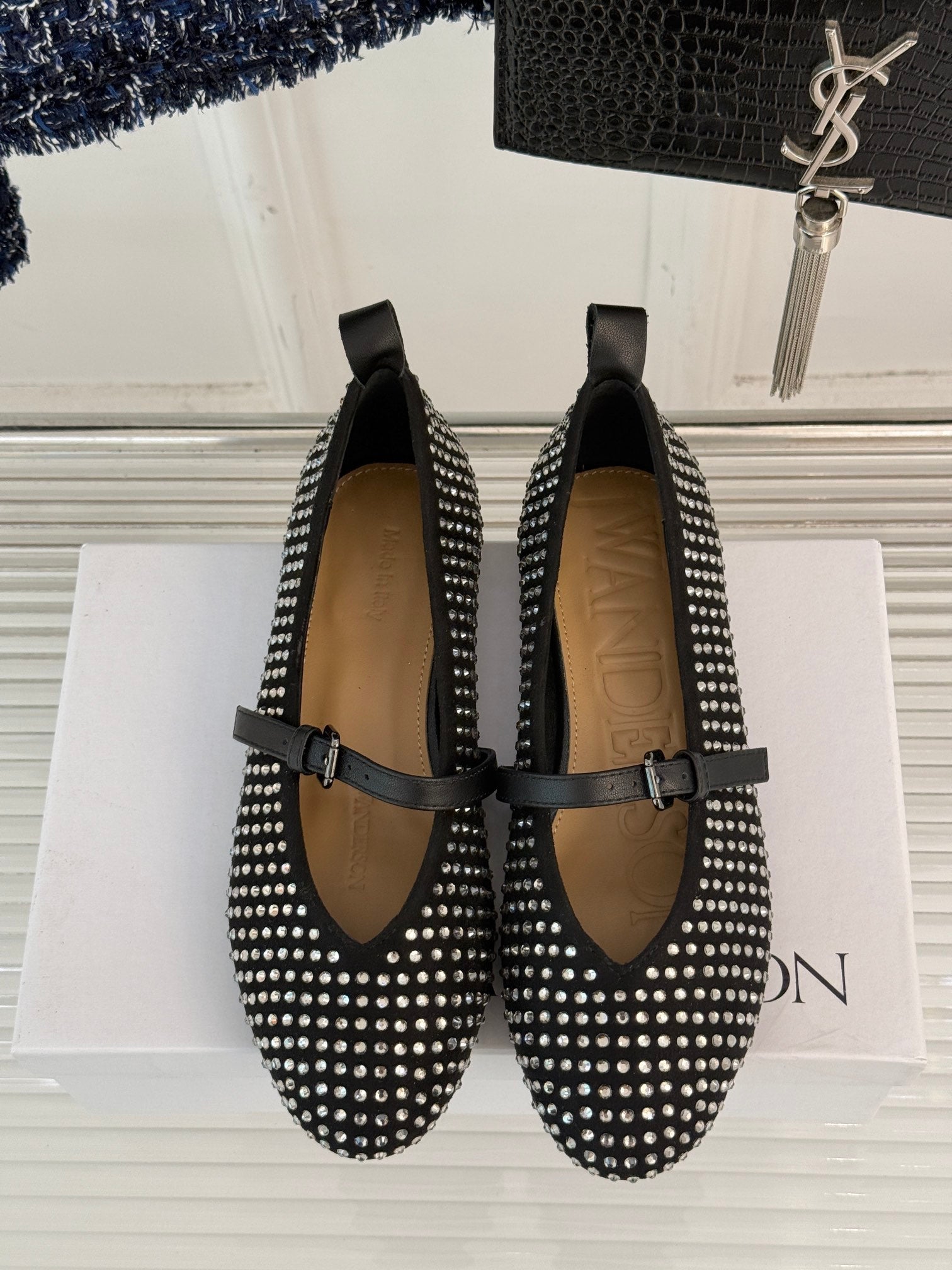 Black Ballerinas With Crystals