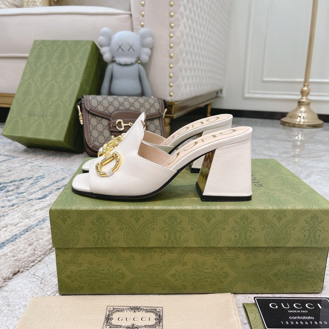 White G slide sandal