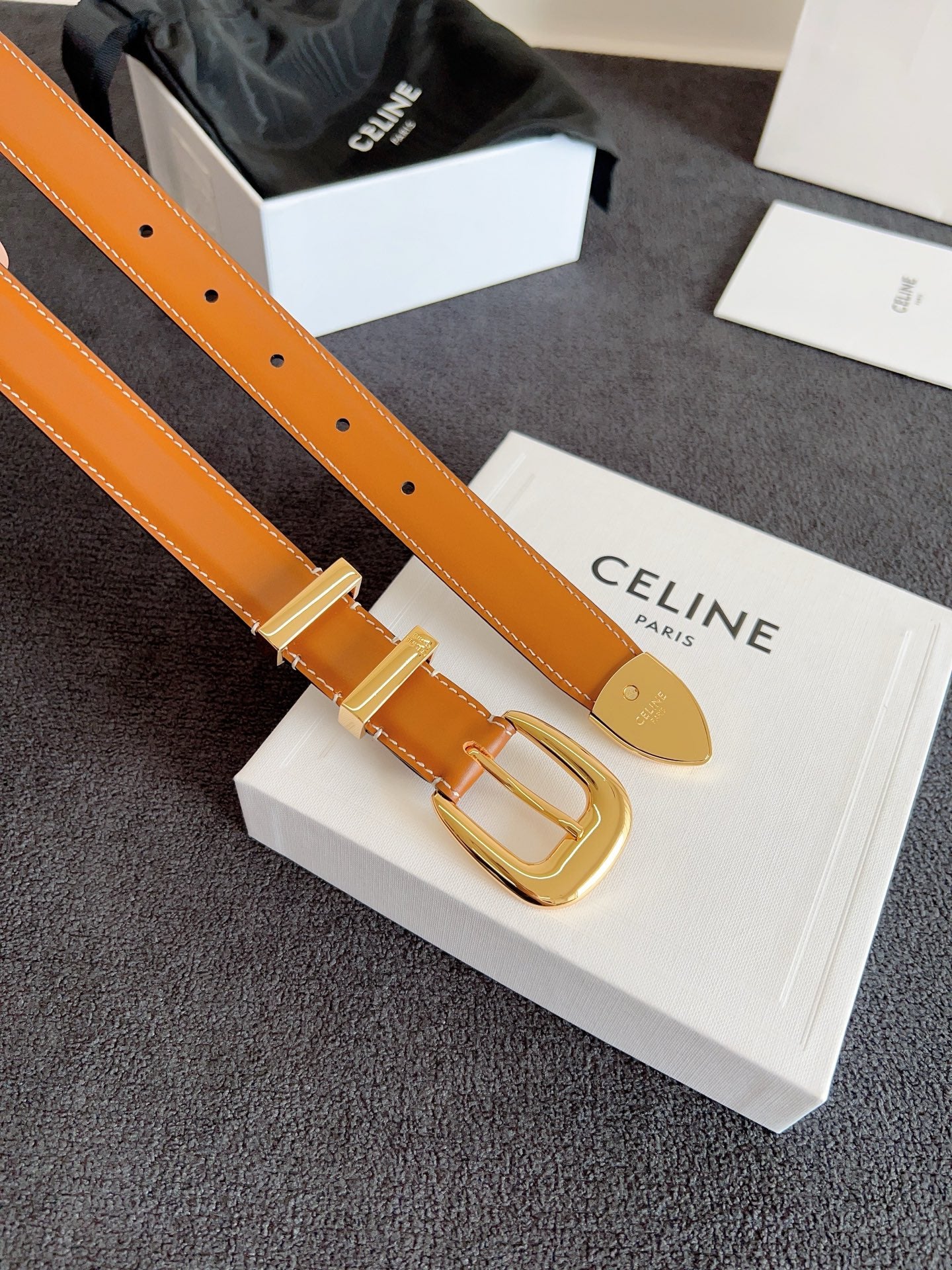 Tan Medium Western Belt With Gold Finishing