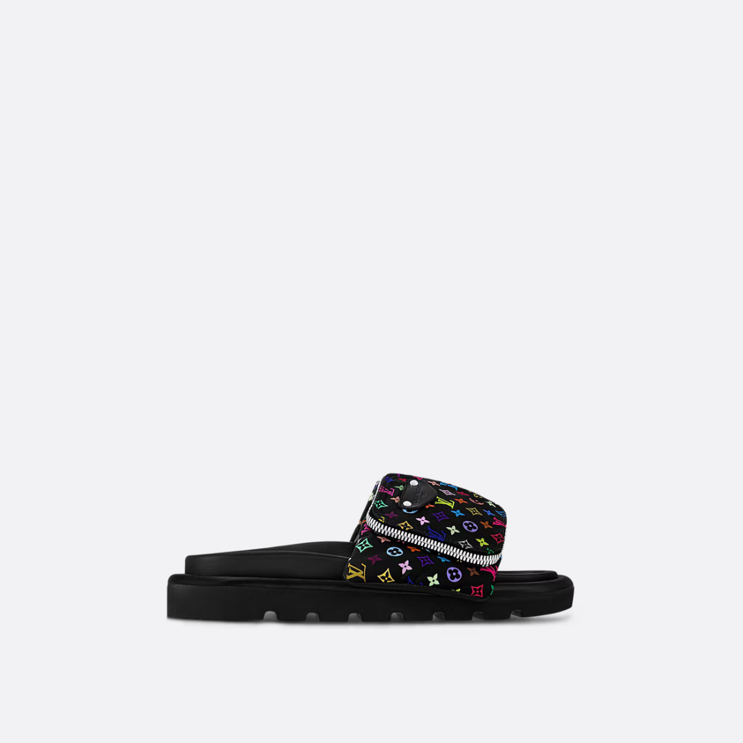Black Pool Pillow Flat Comfort Mule