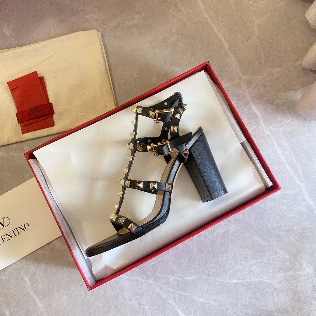 Black VR ankle strap sandal 90 mm