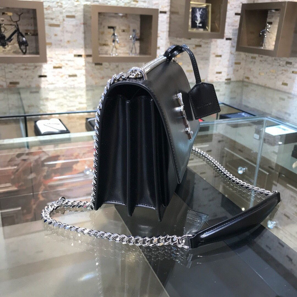 Black SS medium leather shoulder bag