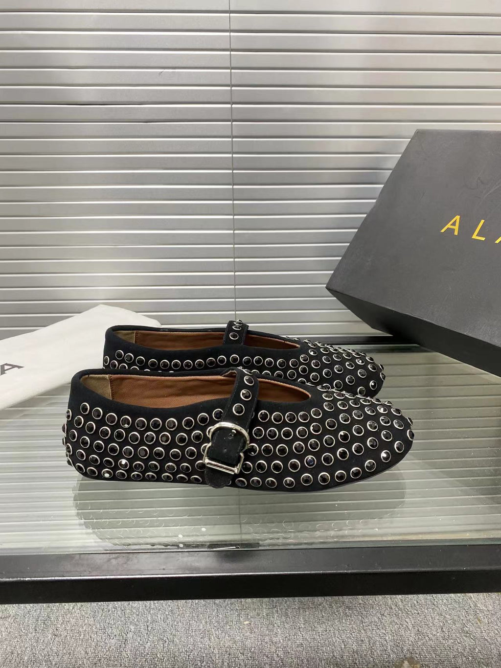 Black Strass Ballet Flats