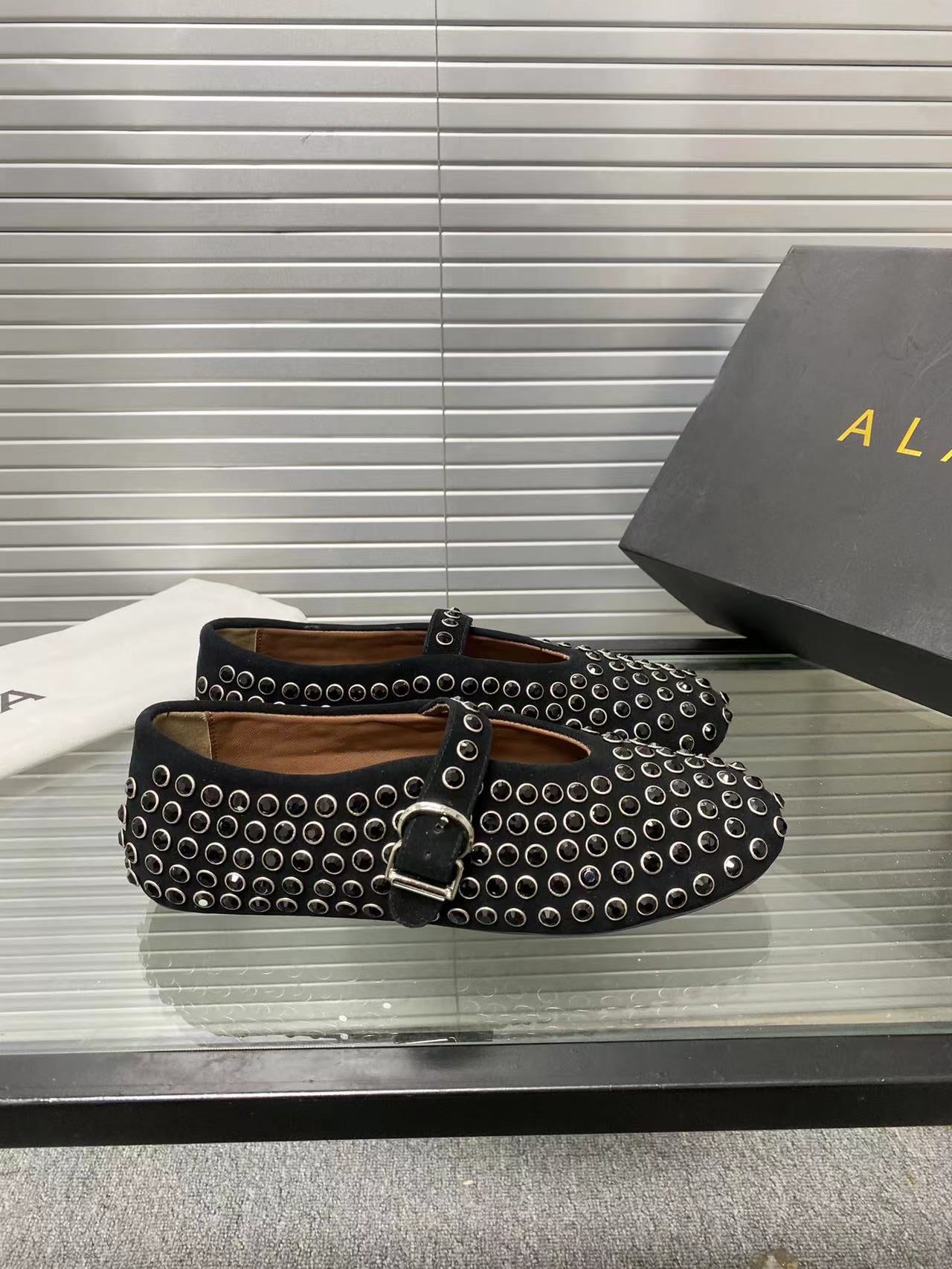 Black Strass Ballet Flats