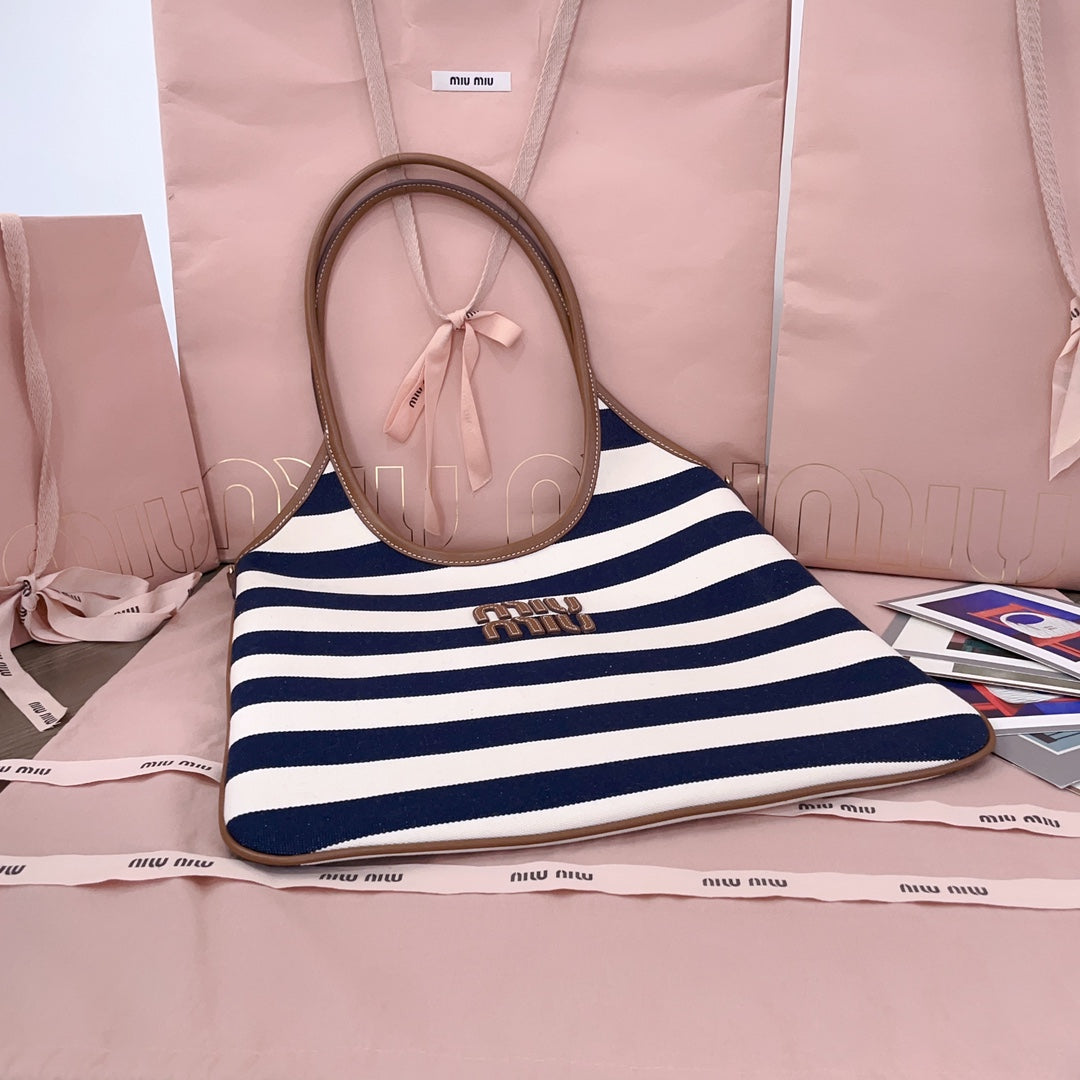 Blue/Beige IVY Canvas & Leather Bag