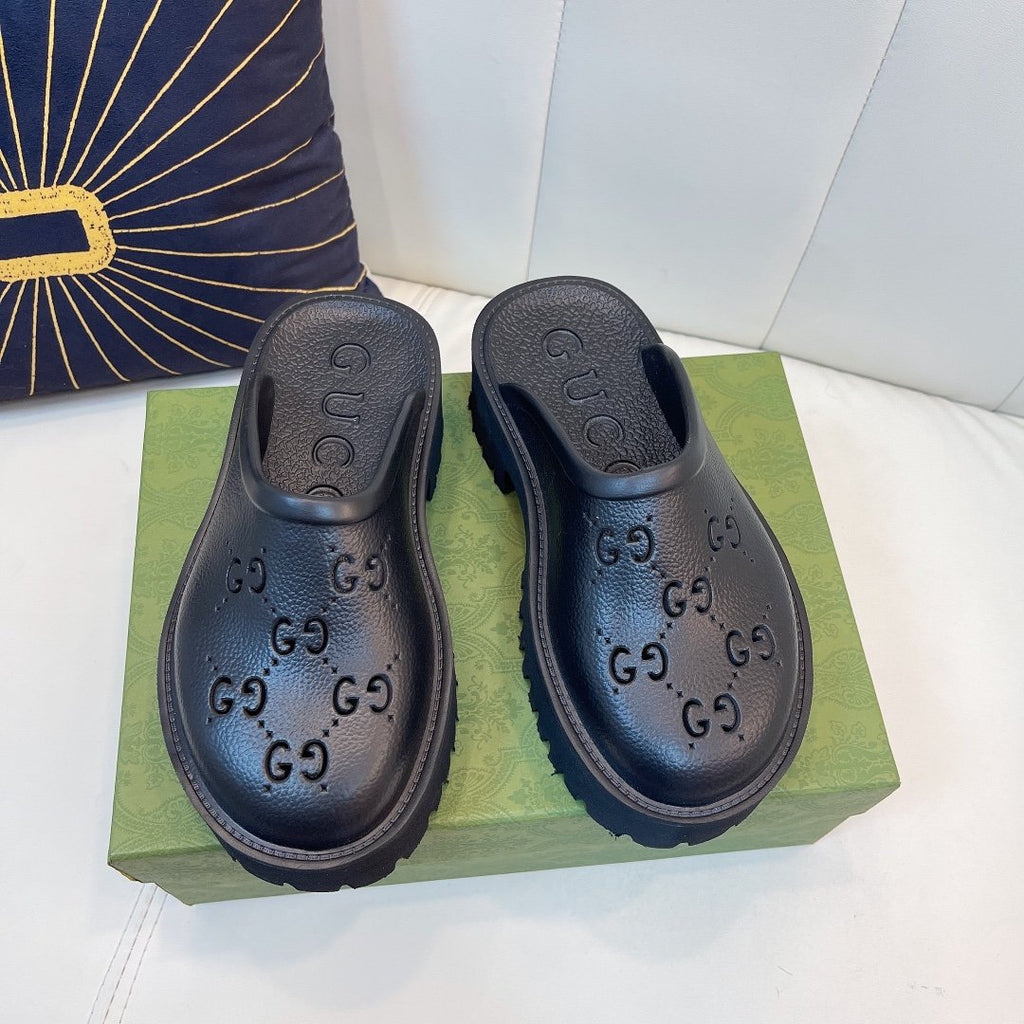 Black GE rubber platform mules