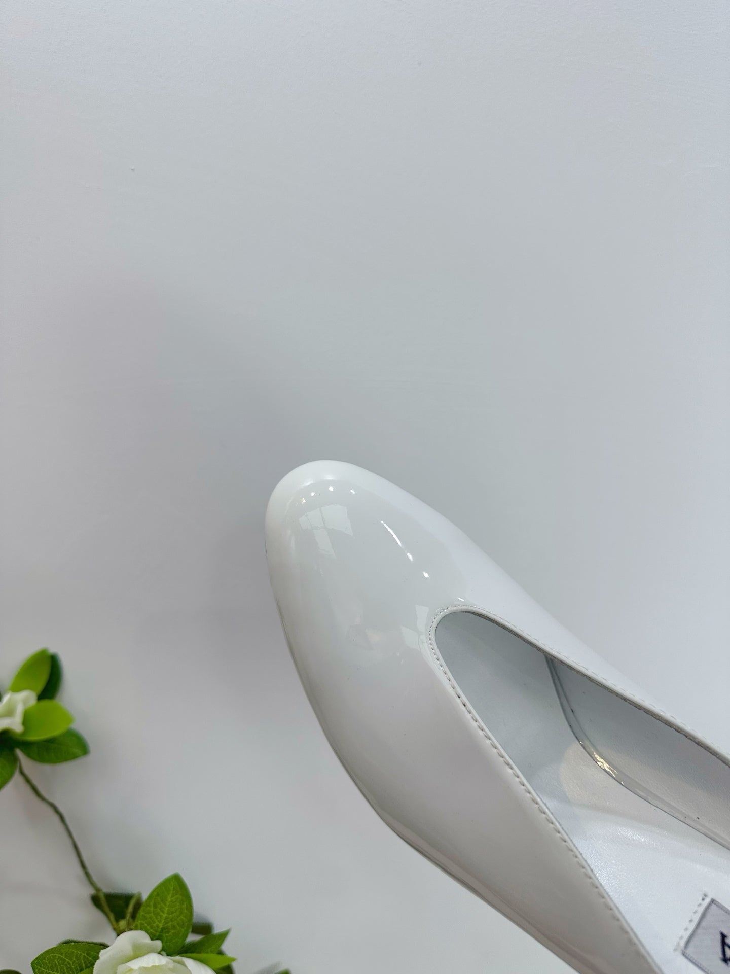 White Curve Wedge Mules