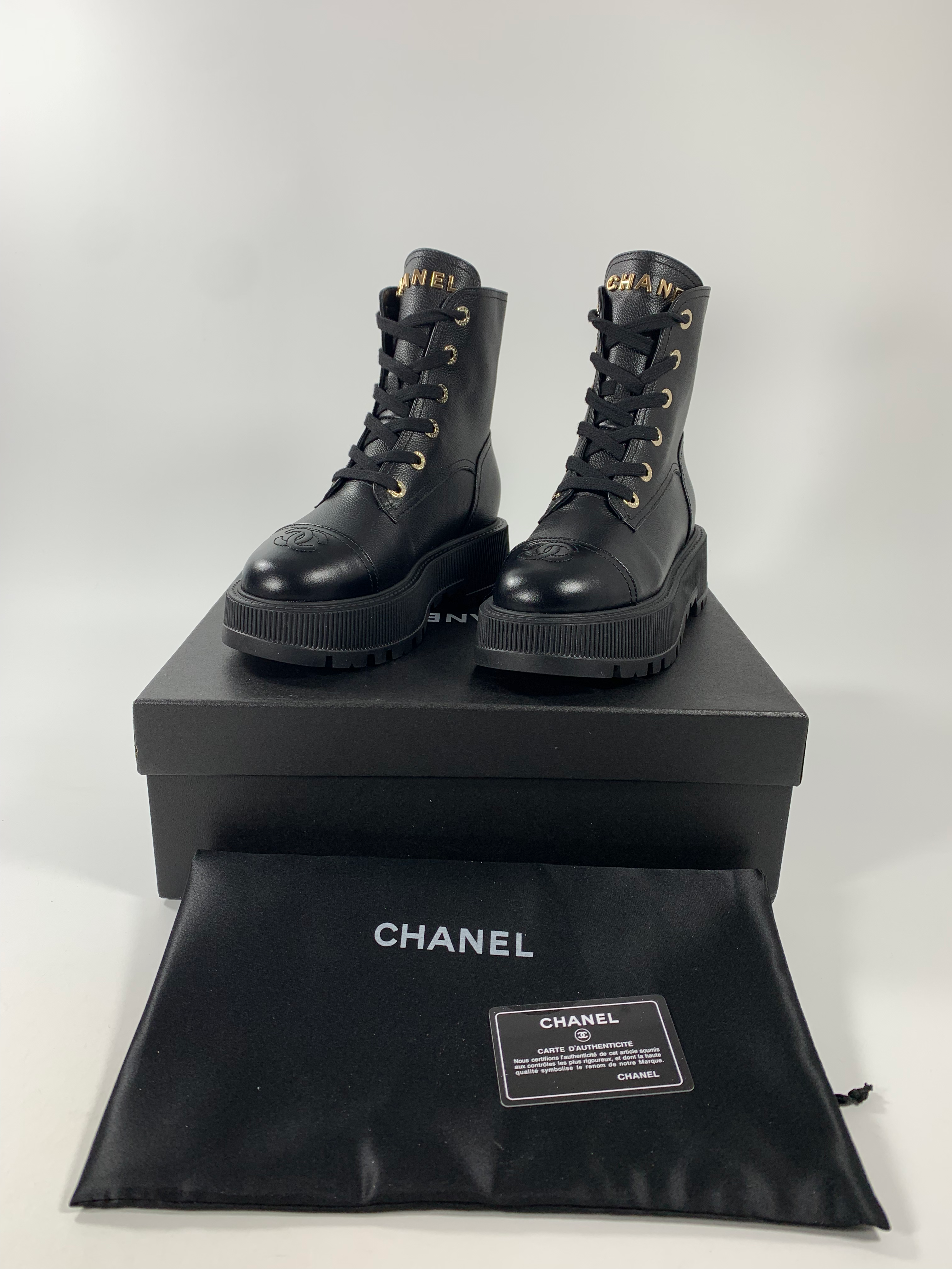 Black C Leather Ankle Boots