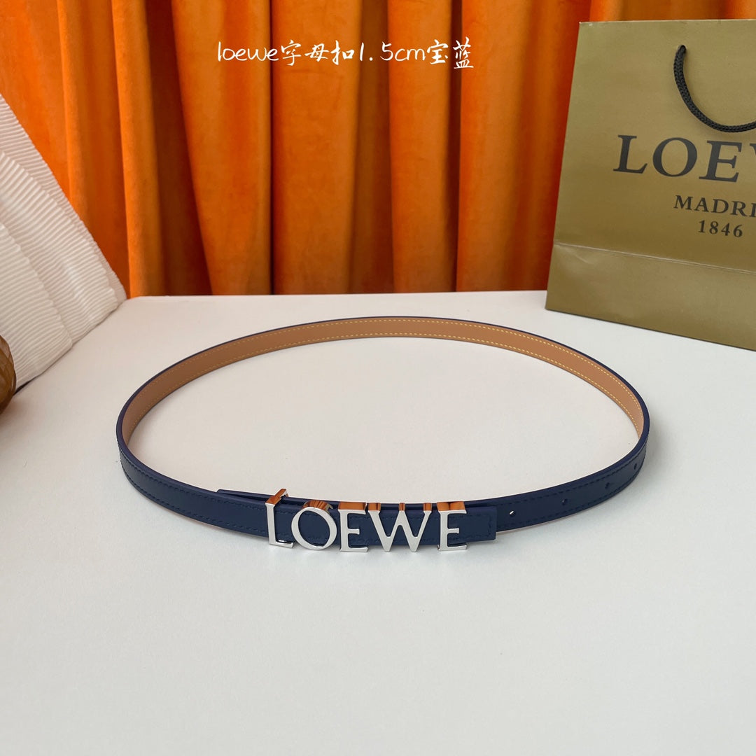 Abbys Blue/Palladio Belt In Smooth Leather