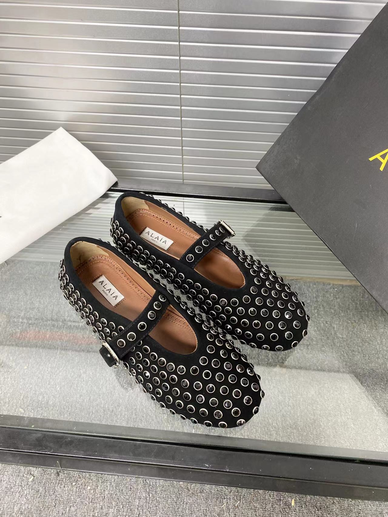 Black Strass Ballet Flats