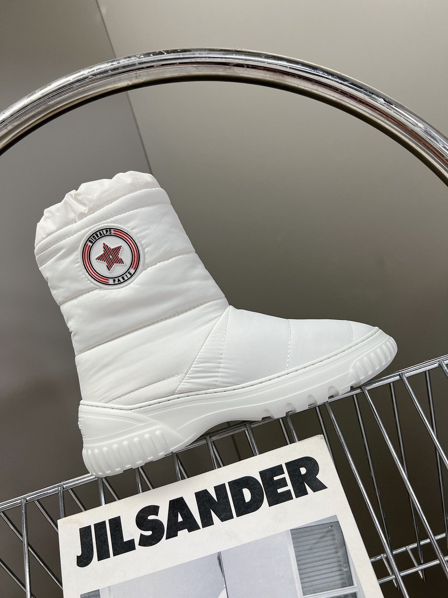 White DF quilted nylon ankle boot