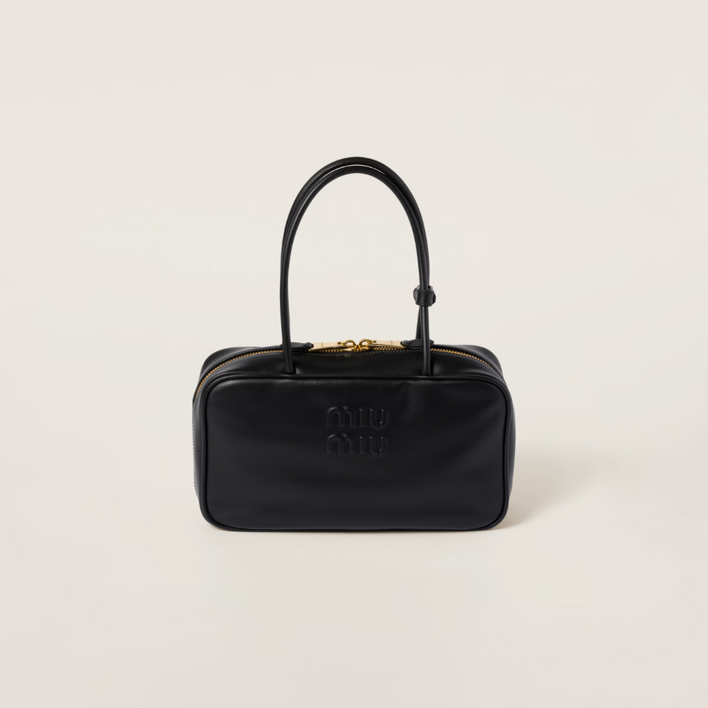 Black Beau Leather Top-Handle Bag