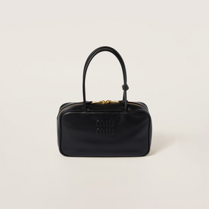 Black Beau Leather Top-Handle Bag
