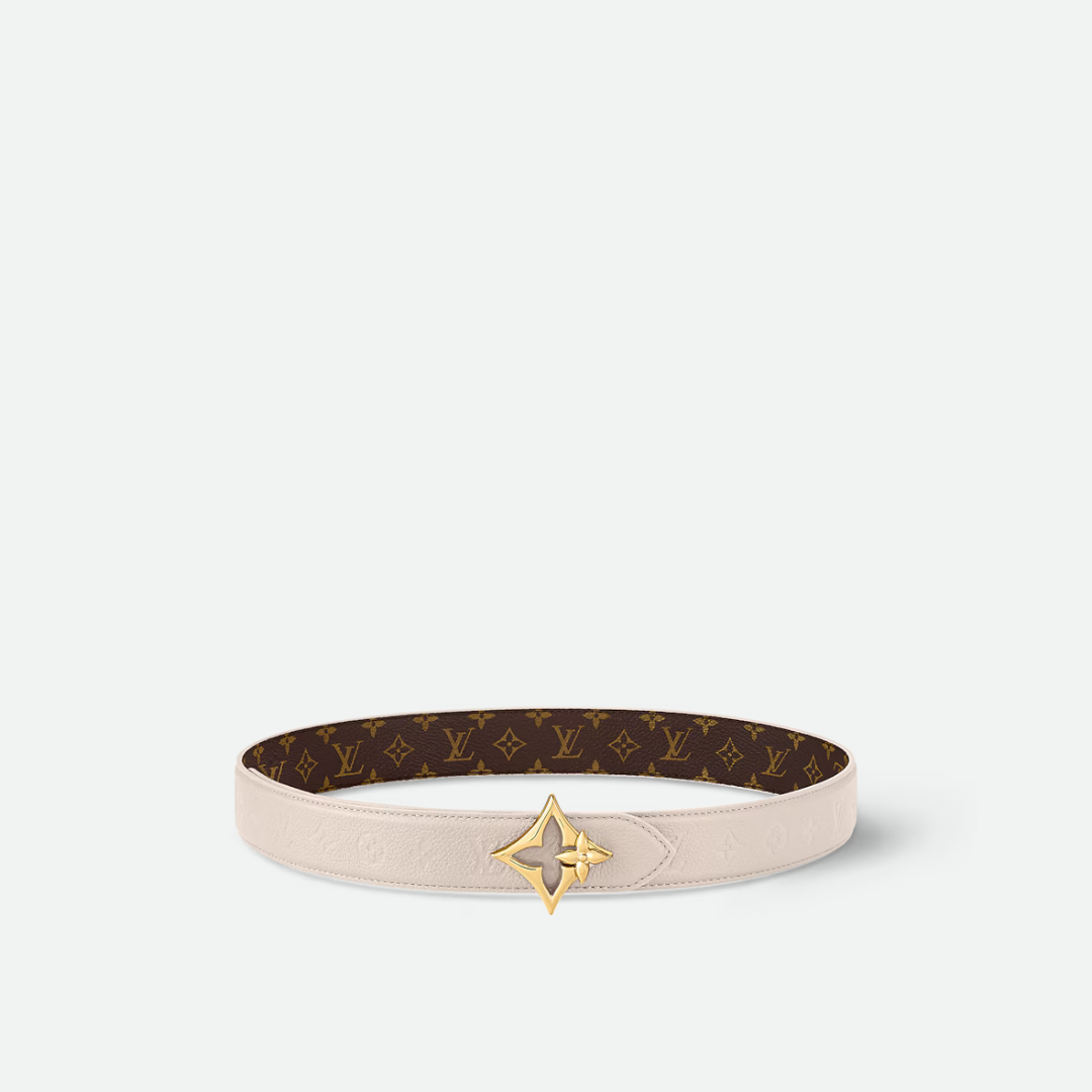 Creme Flowergram Reversible Belt