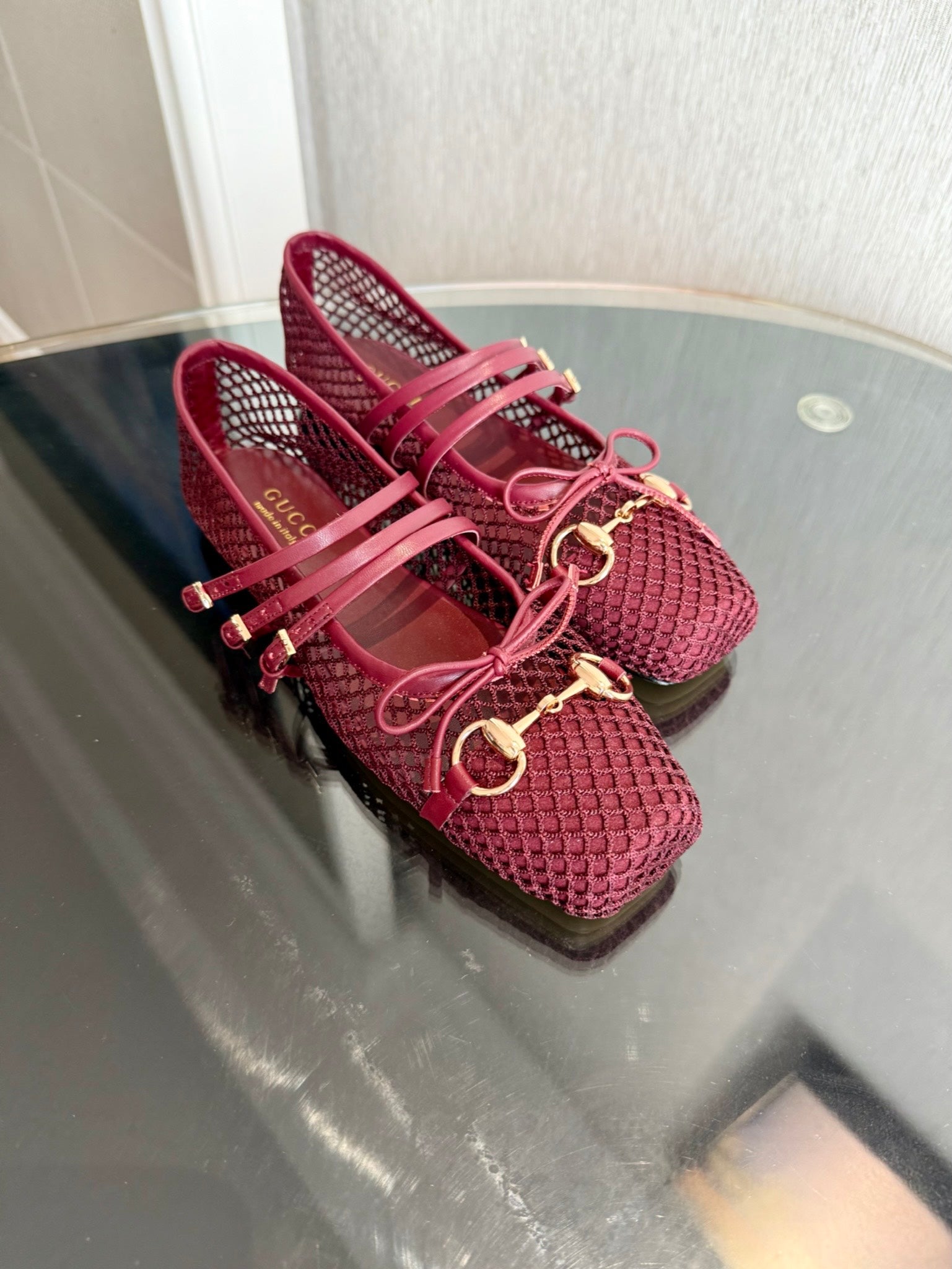 Rosso Ancora Mesh Horsebit Ballet Flat