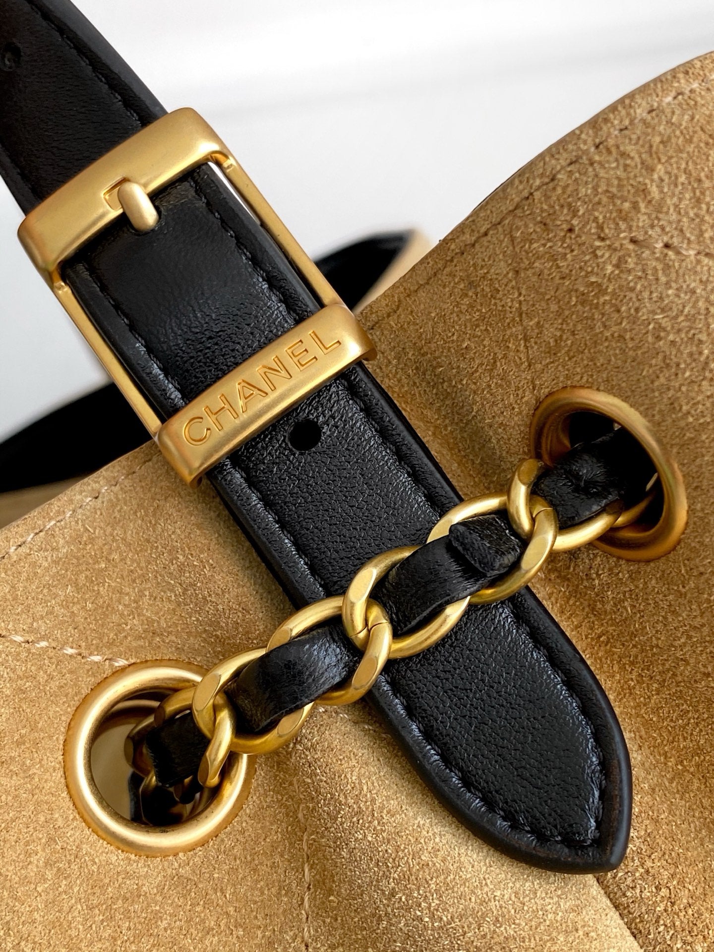 Beige & Black Small Shopping Bag