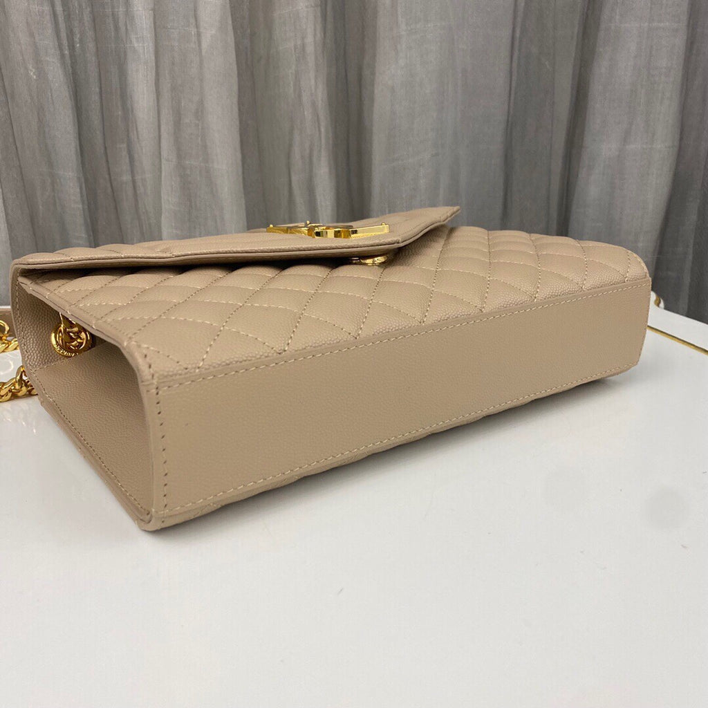 Dark Toffee Envelope Medium Quilted Textured-Leather