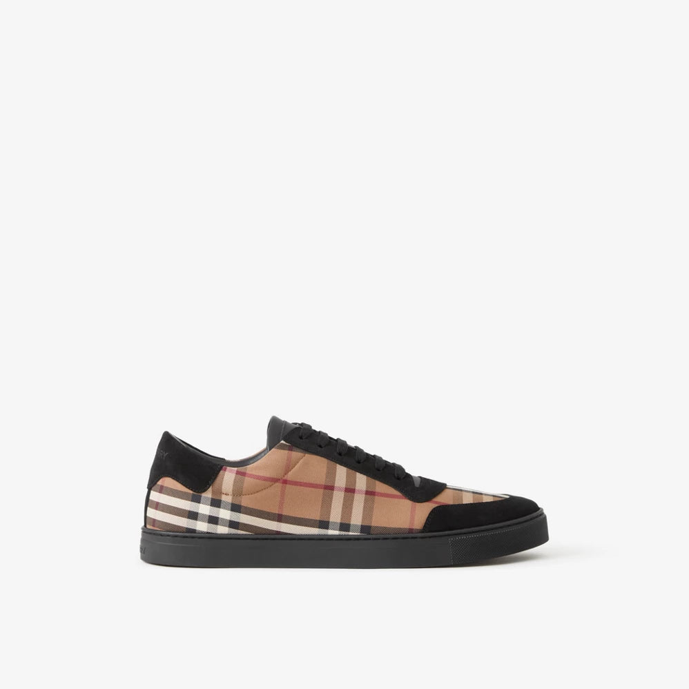 Women's Birch Brown Vintage Check Cotton and Suede Sneakers