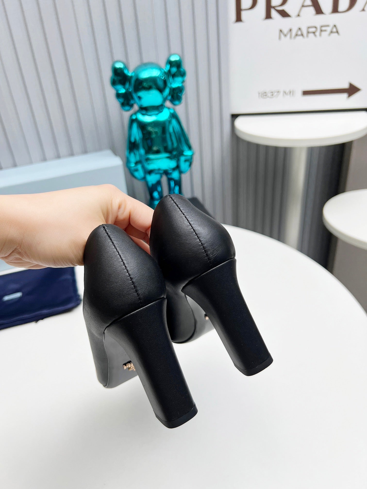 Black Brushed Leather Pumps