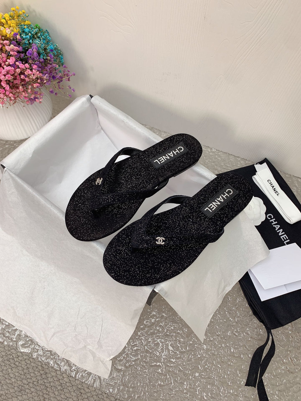 Dark Gray & Silver Thongs