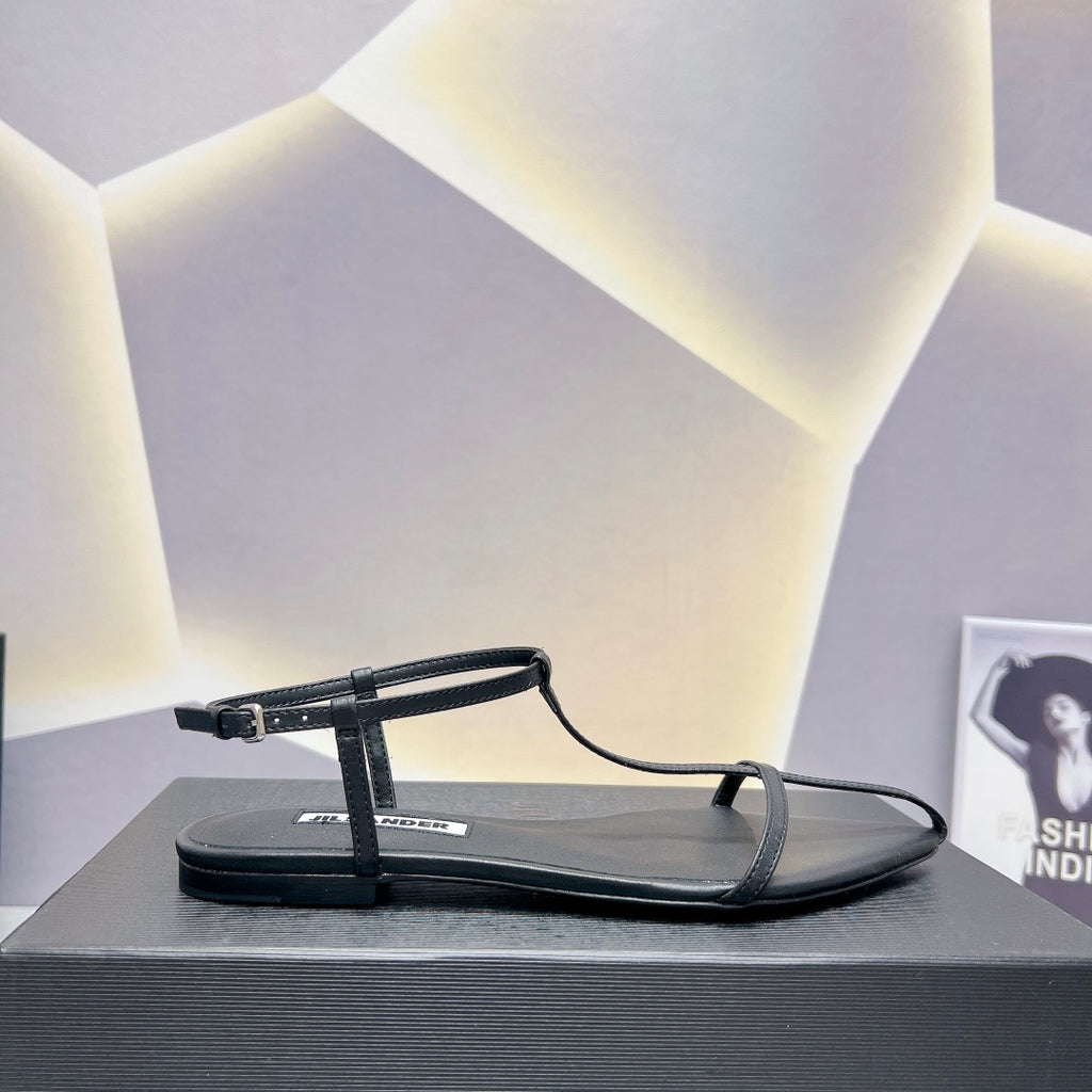 Black JS Flat Sandals