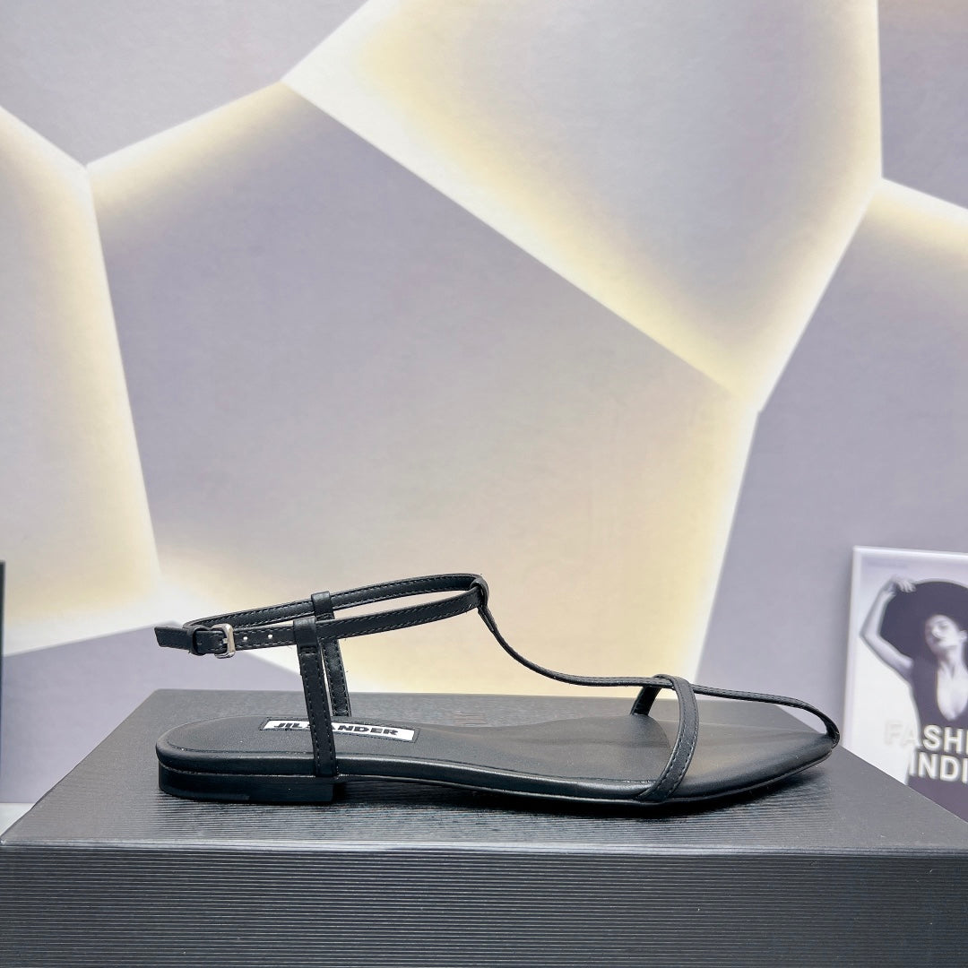 Black JS Flat Sandals