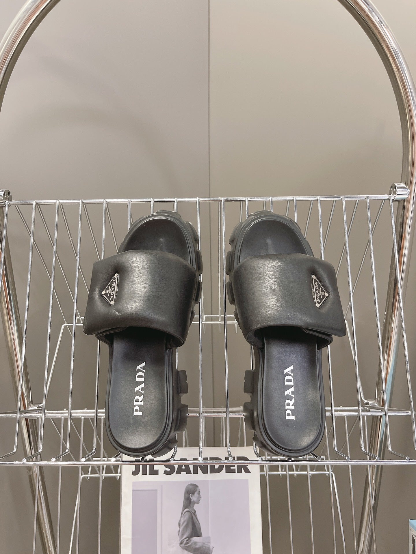 Black Soft Padded Leather Sandals