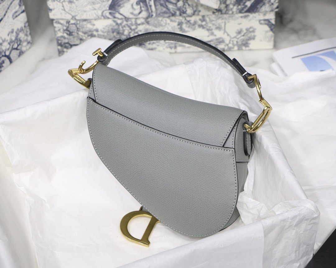 Gray stone DS grain calfskin bag
