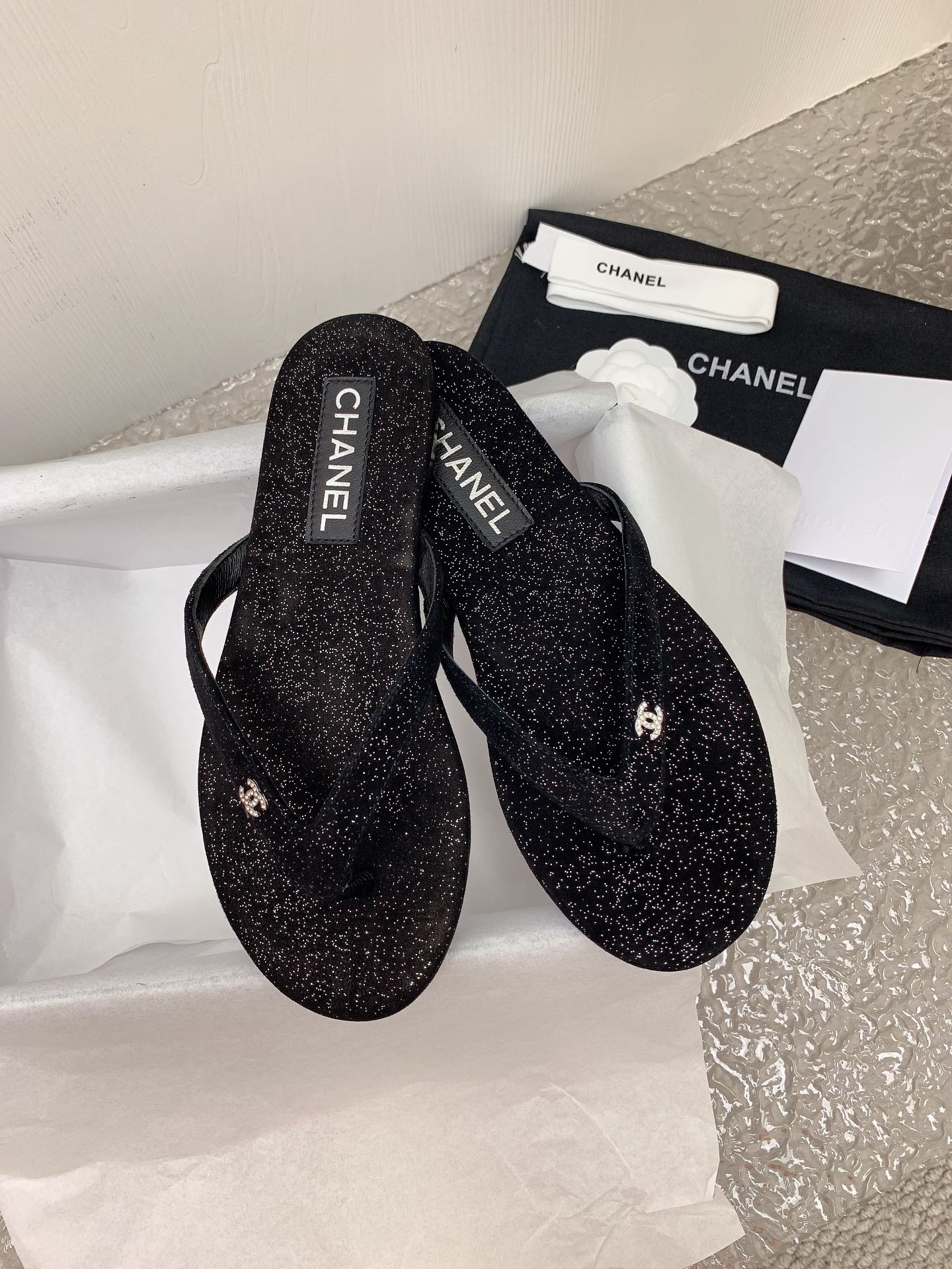 Dark Gray & Silver Thongs