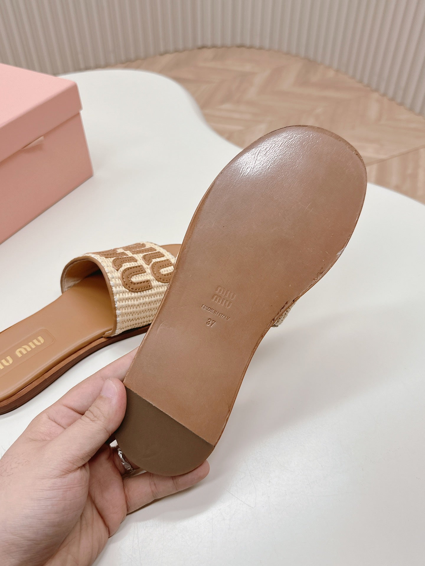 Natural Raffia-Effect Mules